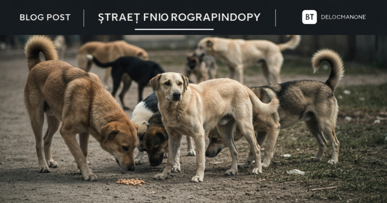 Câine vagabond pe o stradă din România, maidanez fără stăpân în mediu urban